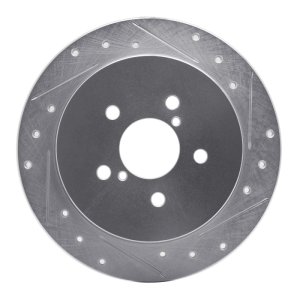 Subaru Outback Brake Rotor (1) - Rear Right - R1 Concepts - Drilled & Slotted - Silver - `05-`09